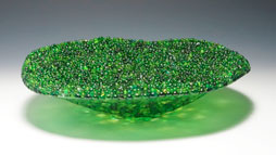 Green glass bowl by Pilisa Rainbow Lady