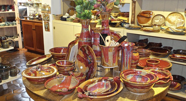 Functional pottery available at Esteban's
