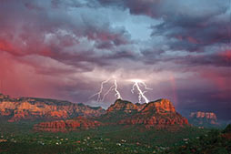 Photo of lightning in Sedona by Greg Lawson