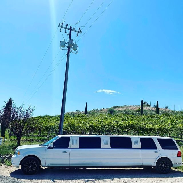 White limo used for Bliss Wine Tours