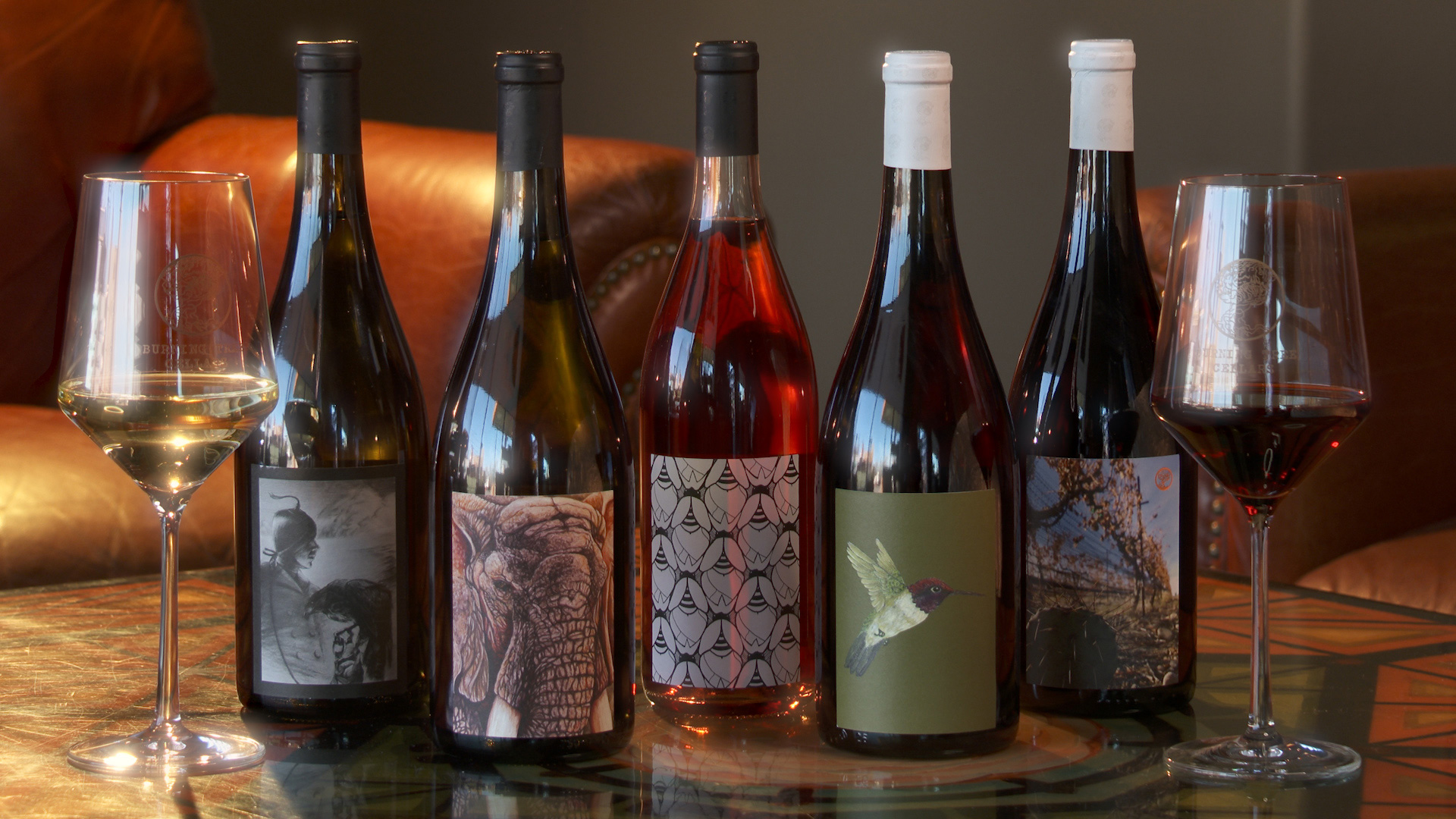 Wine bottles available at Burning Tree Cellars
