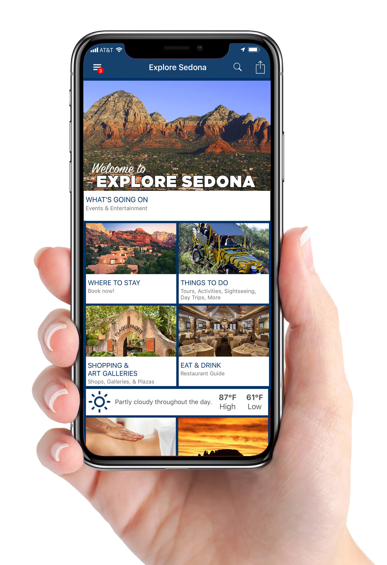 iPhone with the Explore Sedona app