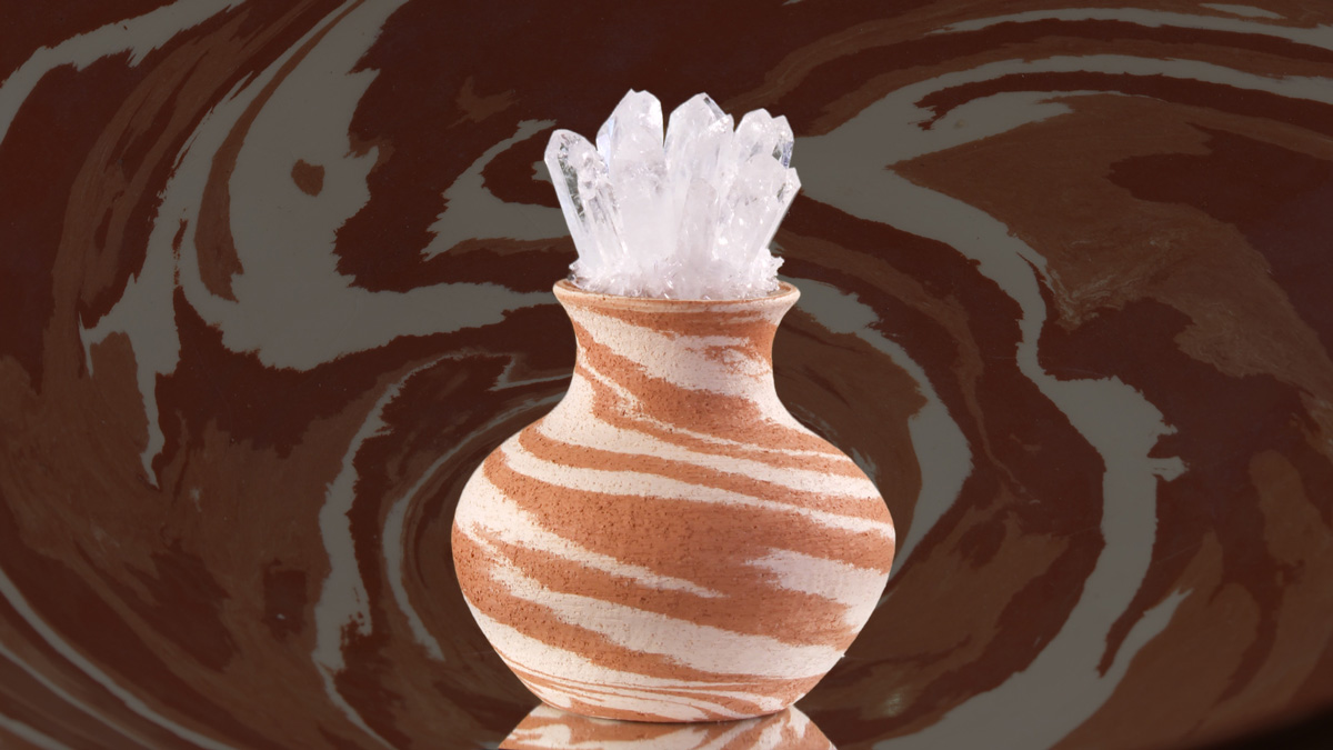 Sedona Swirl pottery with crystals